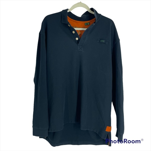 Orvis Shirts Orvis Blue And Orange Rugby Polo King Sleeved Shirt